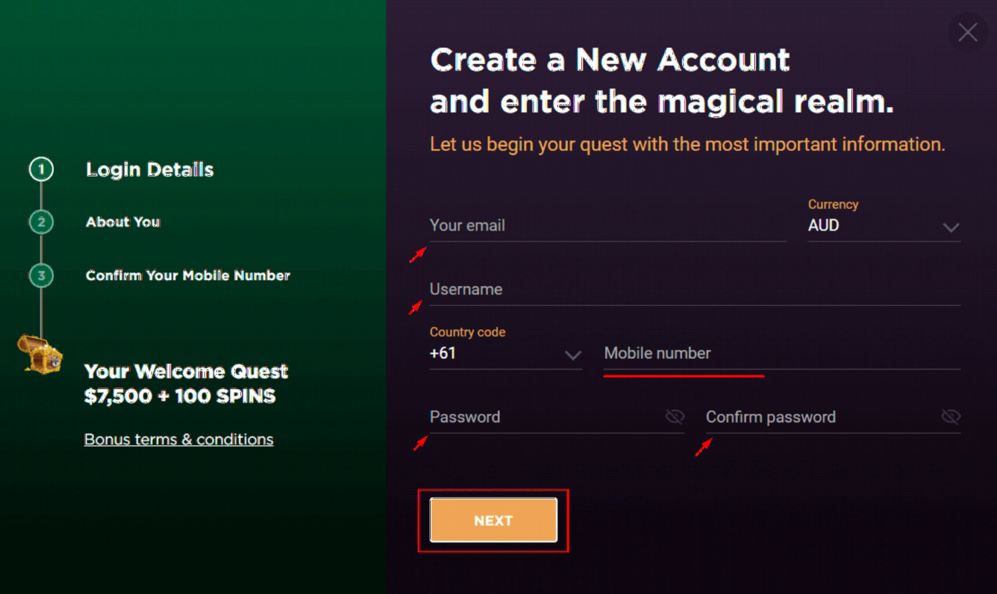 Jackpot Jill Casino registration process